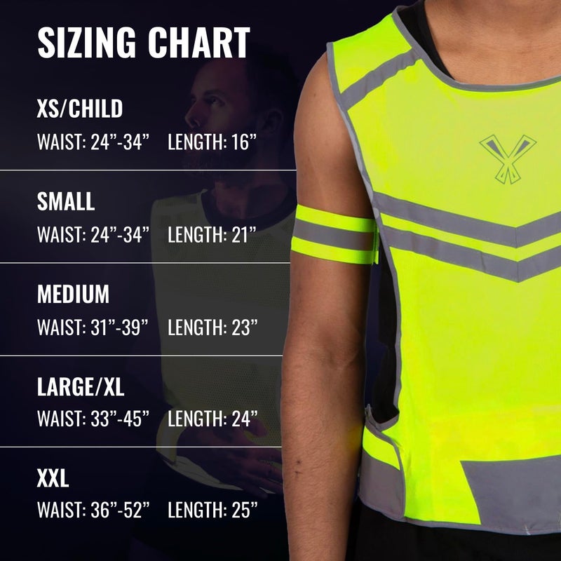 247 Viz Running Reflective Vest with Inside Pocket and 2 Bands, High Visibility Reflective Running Gear Safety Vest Straps for Men Women Kids for Night Running Walking Cycling Yellow - Image 2