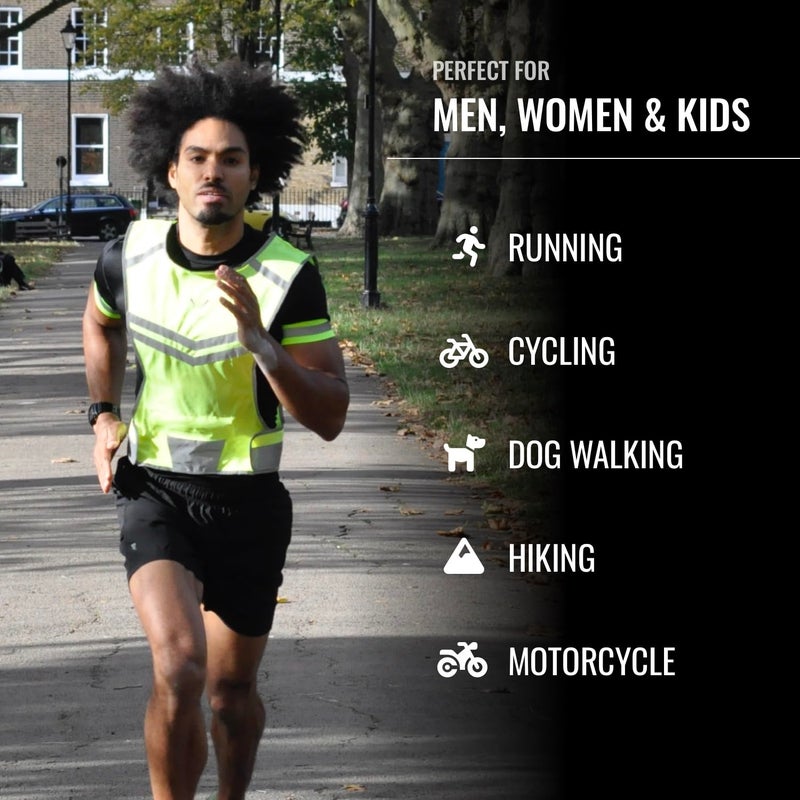 247 Viz Running Reflective Vest with Inside Pocket and 2 Bands, High Visibility Reflective Running Gear Safety Vest Straps for Men Women Kids for Night Running Walking Cycling Yellow - Image 5