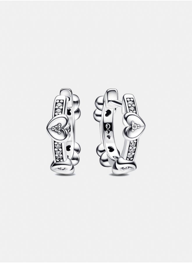 PANDORA Radiant Sparkling Hearts Hoop Earrings 