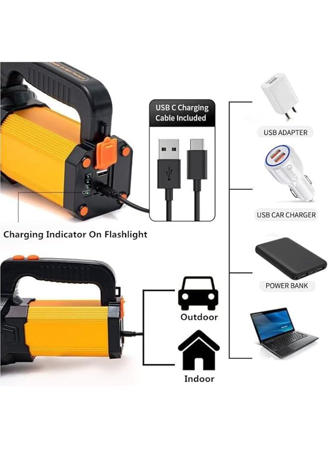 PROMASS promass Super Bright Powerful LED Torch Light Rechargeable Flashlight Big 4 Batteries 10000mah Heavy Duty Spotlight Hand held Searchlight High Power Portable Outdoor Waterproof Camping  - Image 5
