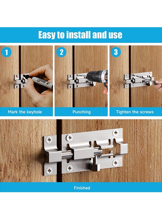 4 Pcs 2 Inch (5 * 2.7CM) Mini Stainless Steel Sliding Door Bolt Lock, Security Barrel Latch with Screws for Garden Gate, Pet Doors, Bathroom & Storage Units - Image 4