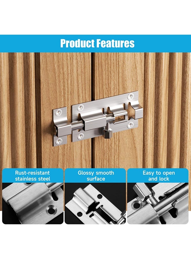 4 Pcs 2 Inch (5 * 2.7CM) Mini Stainless Steel Sliding Door Bolt Lock, Security Barrel Latch with Screws for Garden Gate, Pet Doors, Bathroom & Storage Units - Image 3