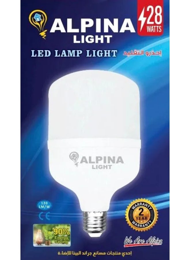 لمبه ليد28 وات اضاءة ابيض  جسم ابيض