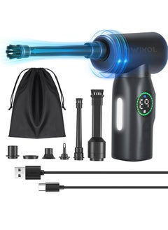Compressed Air Duster, , Car Duster , 3 Gear Adjustable Keyboard Cleaner, 150000RPM Electric Air Duster with LED, 6000mAh Cordless Air Blower, Replaces for Compressed Air Cans &Vacuum Cleaner for PC