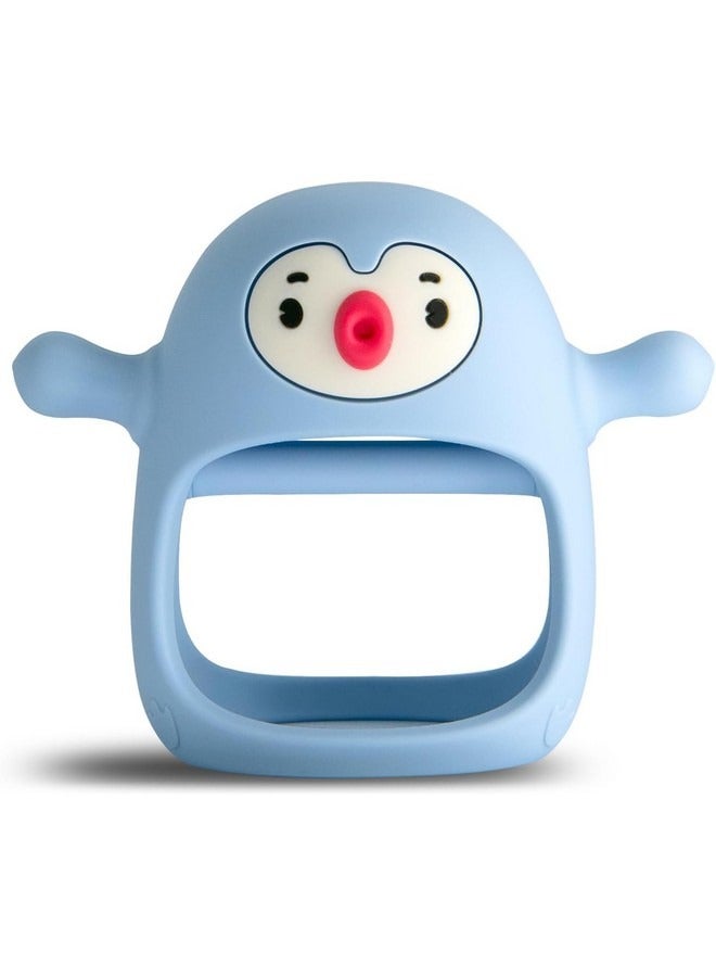 بيوينتي لعبة التسنين المصنوعة من السيليكون من Penguin Buddy Never Drop للأطفال من عمر 0 ​​إلى 6 أشهر، ألعاب مضغ للأطفال لتلبية احتياجات المص، مصاصة يد للأطفال الرضع، لعبة مقعد السيارة للأطفال حديثي الولادة، أزرق فاتح - Image 1