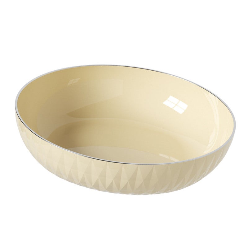 Large Capacity Round Serving Bowl: Cream White, Durable Plastic, Easy To Clean - Versatile Serving Plate for Home Entertaining, Family Meals - Image 2