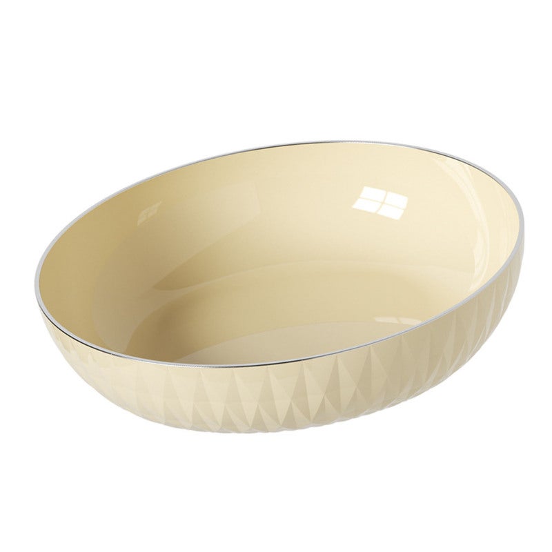 Large Capacity Round Serving Bowl: Cream White, Durable Plastic, Easy To Clean - Versatile Serving Plate for Home Entertaining, Family Meals - Image 3