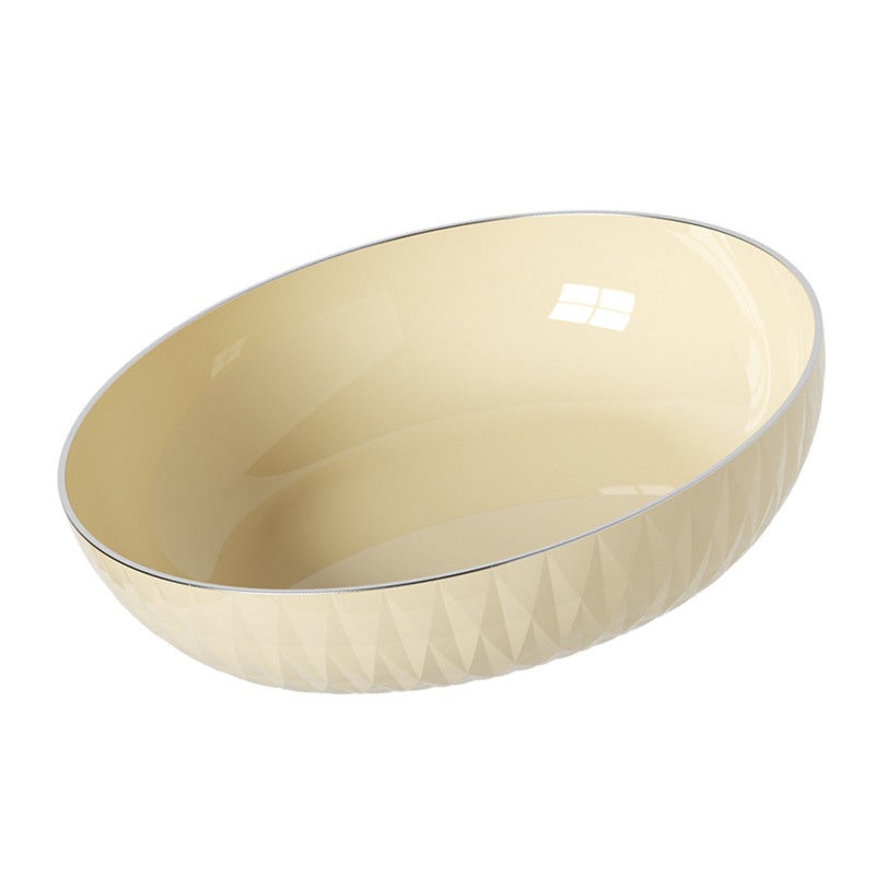 Large Capacity Round Serving Bowl: Cream White, Durable Plastic, Easy To Clean - Versatile Serving Plate for Home Entertaining, Family Meals - Image 4