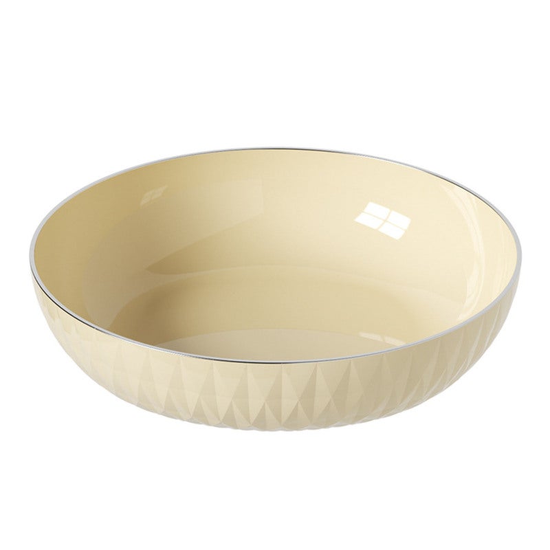 Large Capacity Round Serving Bowl: Cream White, Durable Plastic, Easy To Clean - Versatile Serving Plate for Home Entertaining, Family Meals - Image 1