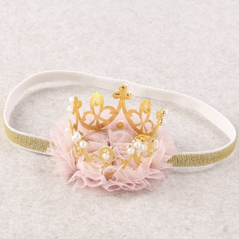 Nishine Princess Toddler Girls Crown Tiaras Baby Elastic Birthday Party Crown Headband Photo Props Gift (Pear&Gold) - Image 5