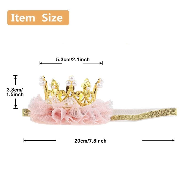Nishine Princess Toddler Girls Crown Tiaras Baby Elastic Birthday Party Crown Headband Photo Props Gift (Pear&Gold) - Image 3