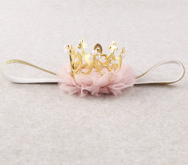 Nishine Princess Toddler Girls Crown Tiaras Baby Elastic Birthday Party Crown Headband Photo Props Gift (Pear&Gold) - Image 4