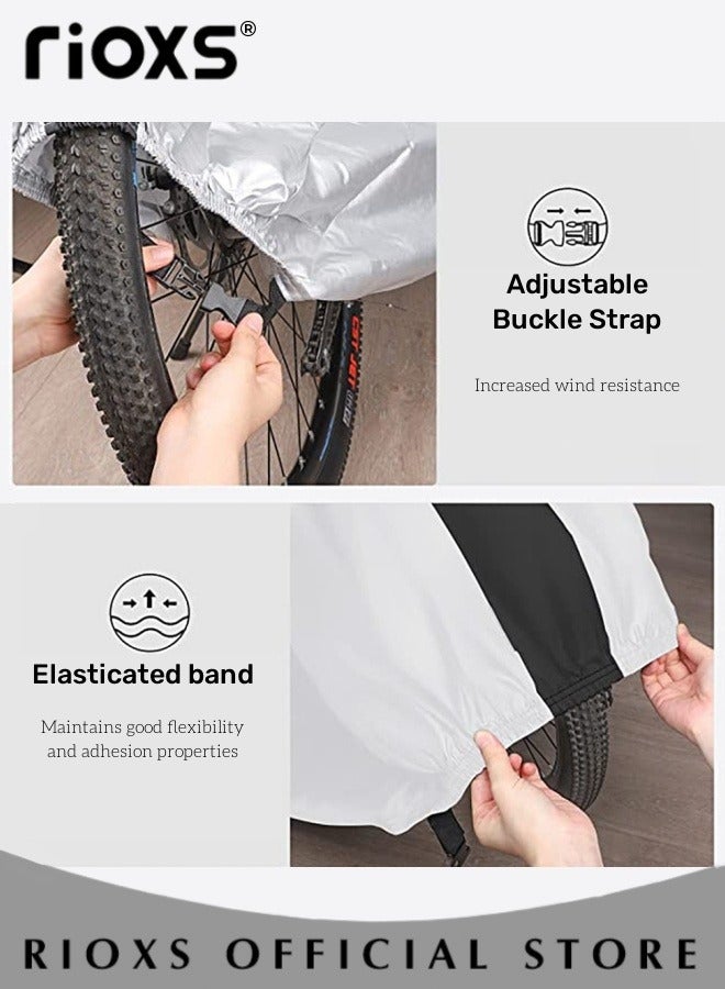 RIOXS Bike Protection Cover Outdoor Waterproof Bicycle Cover Rain Sun UV Dustproof Windproof with Locking Hole Ideal for Mountain Bike Road Bike - Image 2