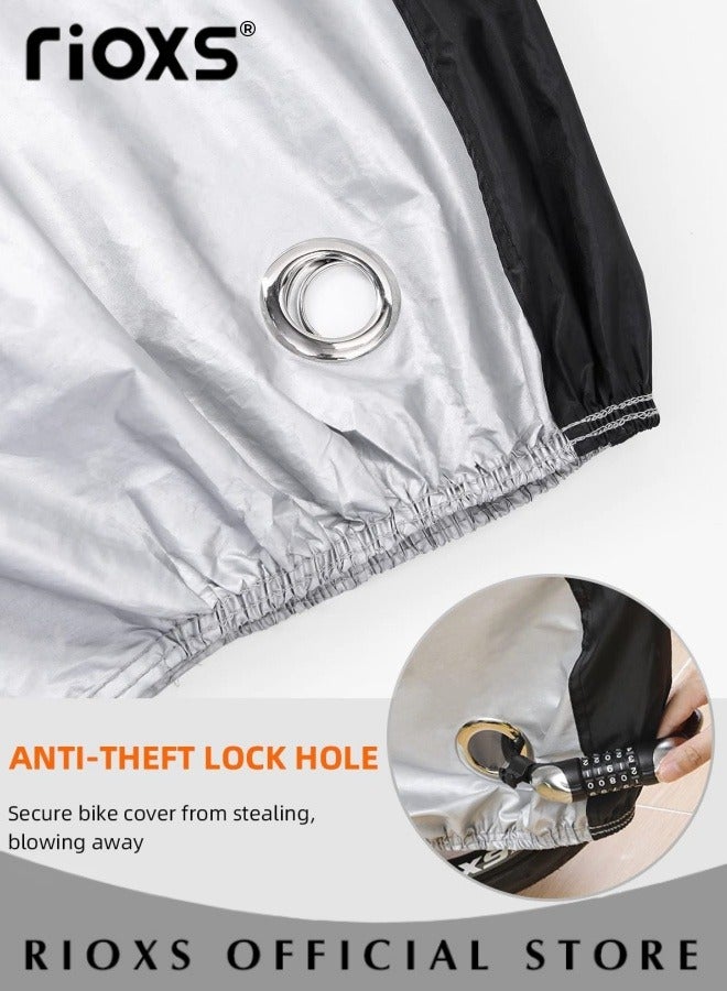 RIOXS Bike Protection Cover Outdoor Waterproof Bicycle Cover Rain Sun UV Dustproof Windproof with Locking Hole Ideal for Mountain Bike Road Bike - Image 3
