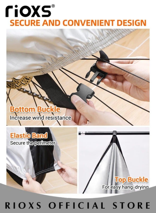 RIOXS Bike Protection Cover Outdoor Waterproof Bicycle Cover Rain Sun UV Dustproof Windproof with Locking Hole Ideal for Mountain Bike Road Bike - Image 4