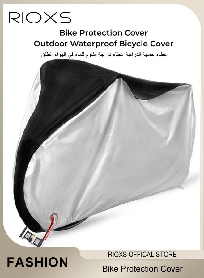 RIOXS Bike Protection Cover Outdoor Waterproof Bicycle Cover Rain Sun UV Dustproof Windproof with Locking Hole Ideal for Mountain Bike Road Bike - Image 1