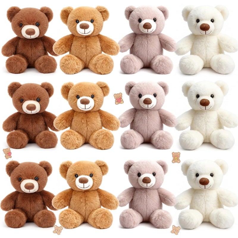 LaRandom 12 Pcs Bears Stuffed Animal Bulk 10 Inch Cute Small Stuffed Bear Plush Mini Toy for Baby Shower Birthday Party Decorations Centerpieces Favors - Image 3