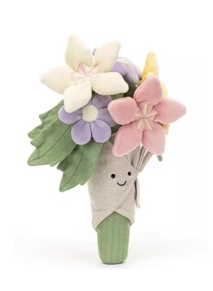 Bouquet Plush Toy Adorable Doll - Delicate Birthday Gift, Perfect Valentine’s Day Choice, Heartfelt Present for Girls - Image 1