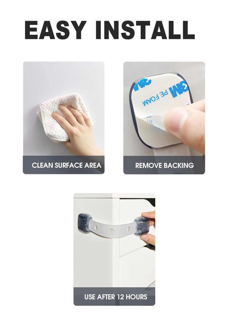 Bukela Refrigerator Lock for Kids 2 Pack, Cabinet Locks Baby Proofing, Fridge Locks Child Proof Safety Cabinet Lock with Strong 3M Adhesives, RV Fridge Door Latch, Oven Lock Child Safety - Image 2