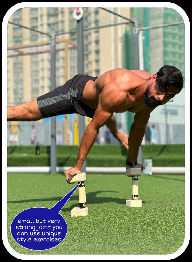 Calistreet workout Wooden Parallettes - Wooden Pushup Bar,Calisthenics parallettes, gymnastic parallettes,Non-Slip paralettes,Heavy duty,yoga bar (mini bar) - Image 3