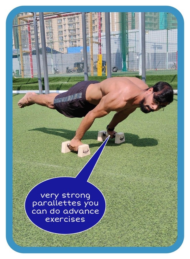 Calistreet workout Wooden Parallettes - Wooden Pushup Bar,Calisthenics parallettes, gymnastic parallettes,Non-Slip paralettes,Heavy duty,yoga bar (mini bar) - Image 5