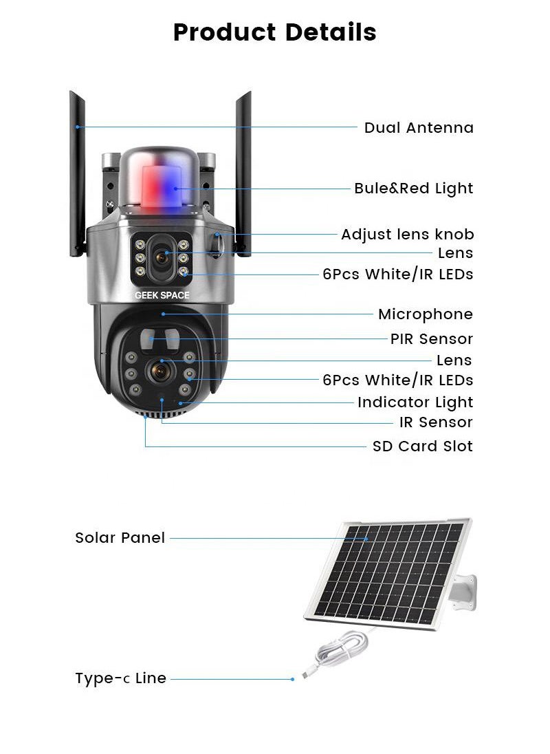 Dual Lens Alarm Linkage 4MP Solar Cell Powered Wifi PTZ Camera Outdoor Wireless Closed-Circuit Television 4G SIM Card Solar Camera Security Camera Home Monitoring Camera Commercial Monitoring Camera CCTV Camera HS01 4G - pzsku/Z9C84743F63631BF48023Z/45/_/1732118304/b97d46a0-e9cc-4634-8263-d34cf27ddfa8