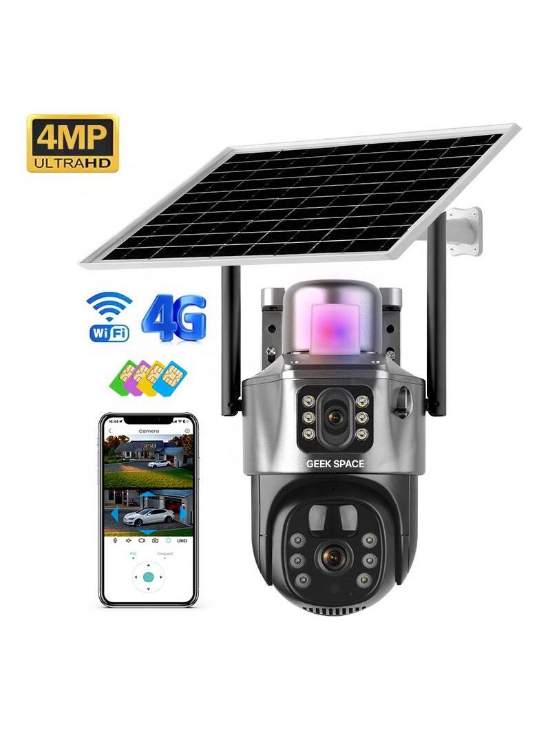 Dual Lens Alarm Linkage 4MP Solar Cell Powered Wifi PTZ Camera Outdoor Wireless Closed-Circuit Television 4G SIM Card Solar Camera Security Camera Home Monitoring Camera Commercial Monitoring Camera CCTV Camera HS01 4G - pzsku/Z9C84743F63631BF48023Z/45/_/1732118325/dc2cee64-f105-4560-b179-a9c6c8033c59