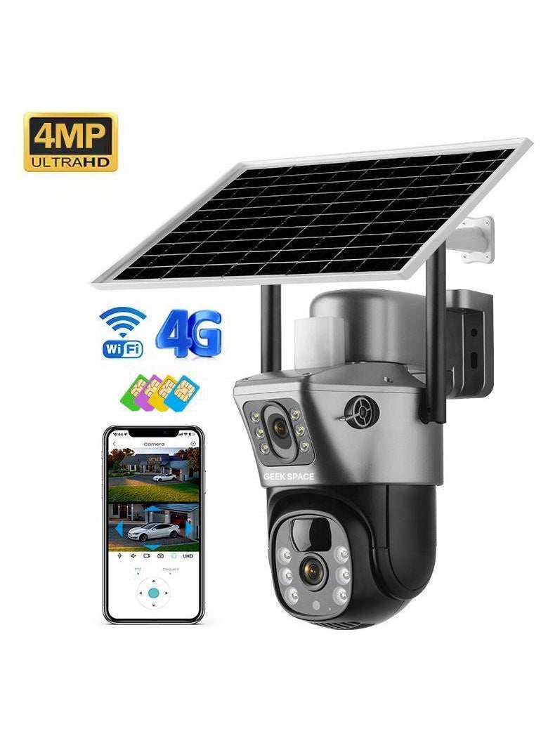 Dual Lens Alarm Linkage 4MP Solar Cell Powered Wifi PTZ Camera Outdoor Wireless Closed-Circuit Television 4G SIM Card Solar Camera Security Camera Home Monitoring Camera Commercial Monitoring Camera CCTV Camera HS01 4G - pzsku/Z9C84743F63631BF48023Z/45/_/1732118411/2c1476c6-6dcf-498d-9678-7b5cf284aeaa