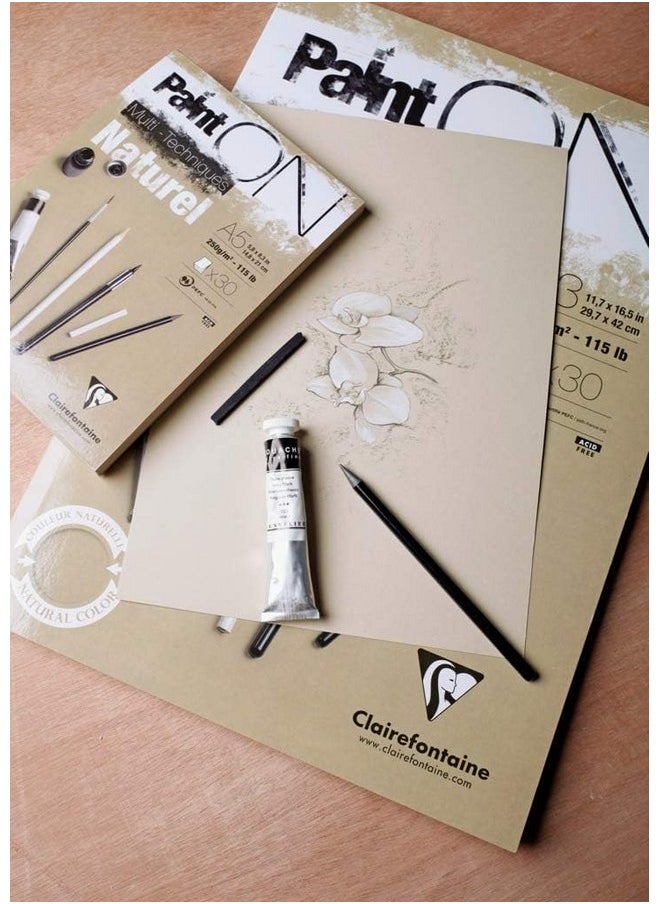 Clairefontaine Clairefontaine Paint'On A5 Multi-Technique Naturel Pad, 250 g, 30 Sheets  - Image 4