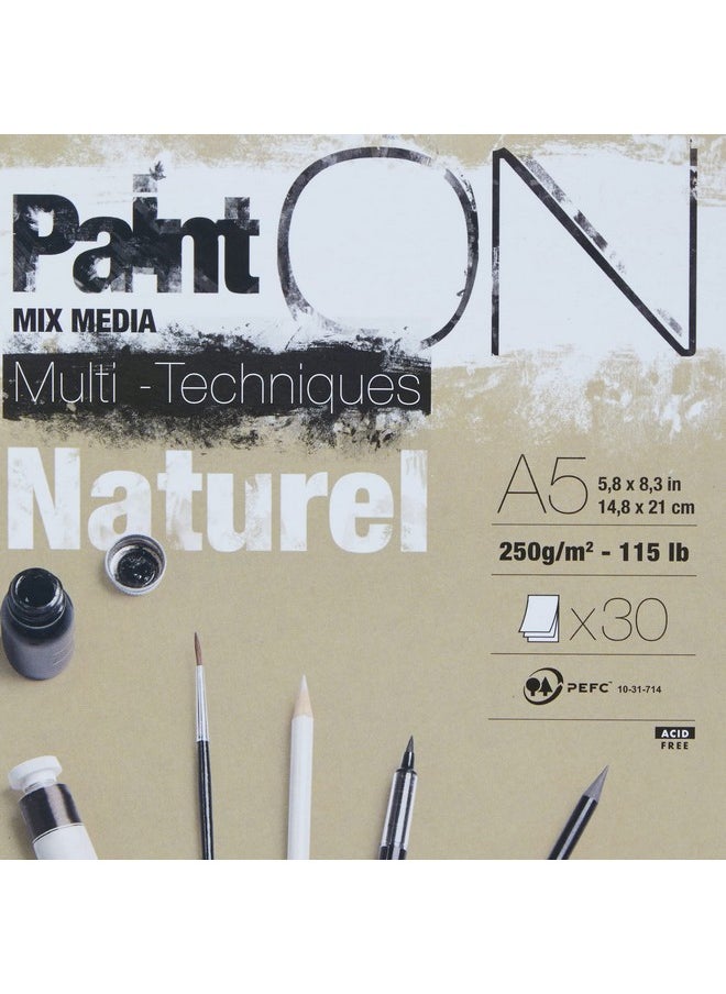 Clairefontaine Clairefontaine Paint'On A5 Multi-Technique Naturel Pad, 250 g, 30 Sheets  - Image 3