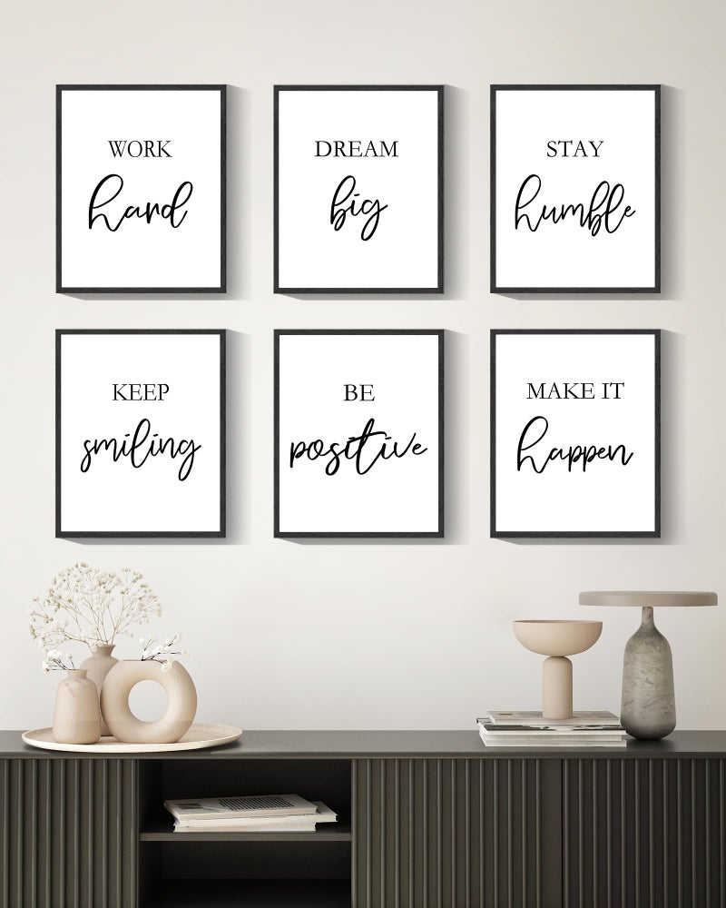 Drsoum Motivational Wall Decor Inspirational Office Wall Art Framed Quotes Encouraging Posters for Office Bedroom Sayings - 8x10in x6 PCS (Black Framed) - Image 5