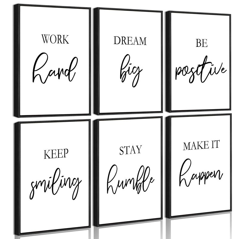 Drsoum Motivational Wall Decor Inspirational Office Wall Art Framed Quotes Encouraging Posters for Office Bedroom Sayings - 8x10in x6 PCS (Black Framed) - Image 1