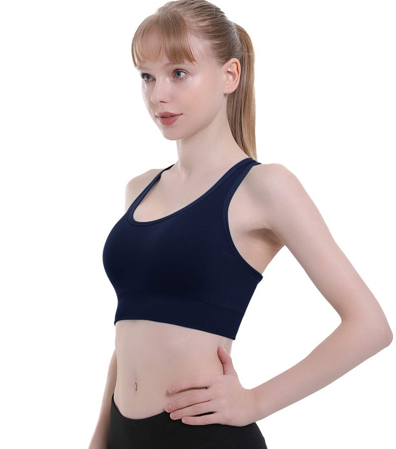 Double Couple Sports Bras for Women Padded High Impact Seamless Criss Cross Back Workout Tops Gym Activewear Bra Large - Image 2