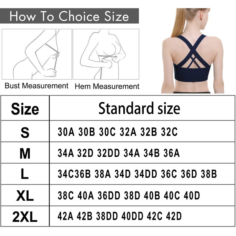 Double Couple Sports Bras for Women Padded High Impact Seamless Criss Cross Back Workout Tops Gym Activewear Bra Large - Image 4