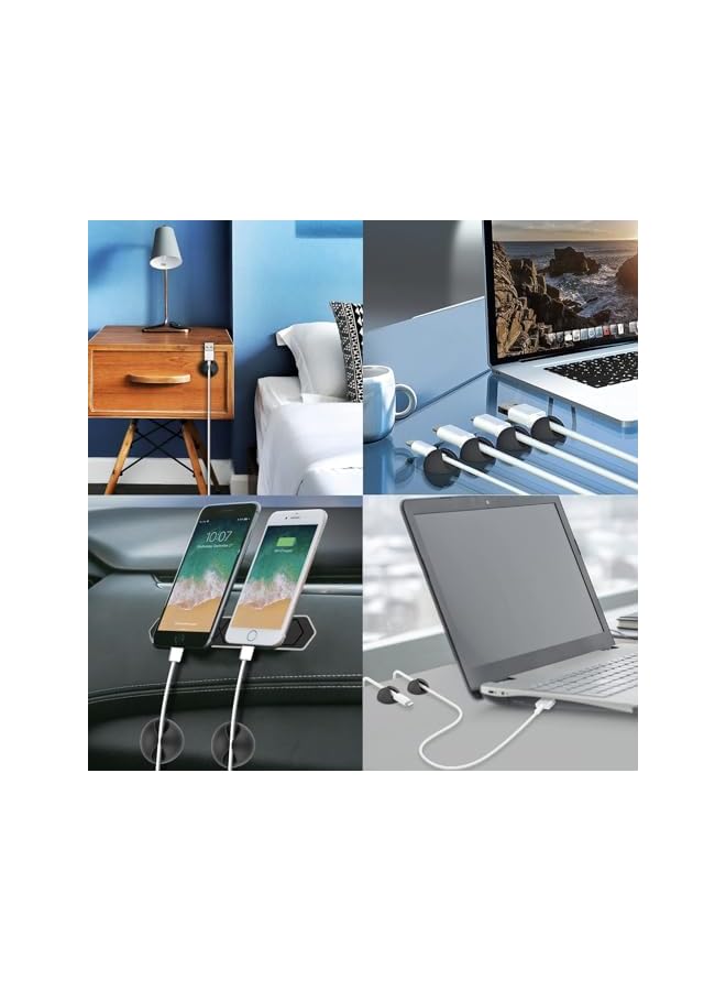 Green Tiger Cable Clips - 12 Pack Adhesive Cord Organizer for Desk, Home, Office, Car - Wire Holder Clips for Charger Management - Black Nightstand Cubicle Solution - Image 5