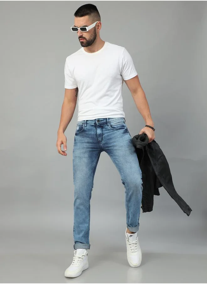 Bushirt Mid Rise Regular Fit Faded Jeans by Styli