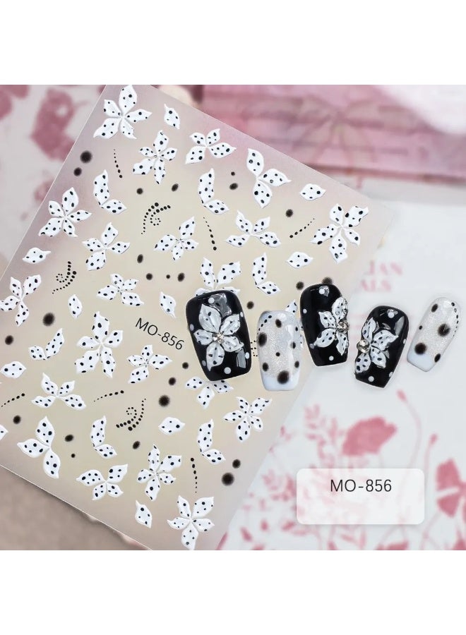 brunson Nail Art Stickers - 3D White Floral Nail Stickers, Polka Dot Decals & French Lace Flower Nail Art | Hollow Out Design DIY Manicure Decorations for Gel, Acrylic & Natural Nails - Image 2