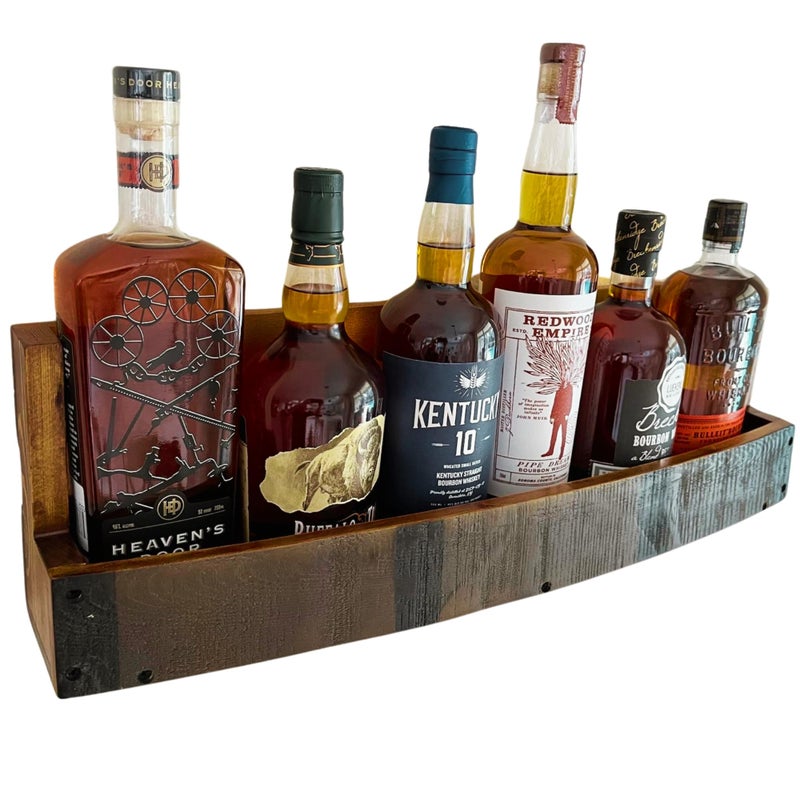 RELODECOR Liquor Bottle Display Shelf â€“ Bar Shelf for Whiskey, Wine & Bourbon â€“ Rustic Wall-Mounted Wooden Shelves, Countertop Rack, Stylish & Space-Saving Small Liquor Cabinet for Enthusiasts - Image 1
