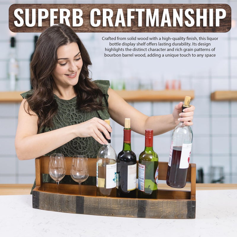 RELODECOR Liquor Bottle Display Shelf â€“ Bar Shelf for Whiskey, Wine & Bourbon â€“ Rustic Wall-Mounted Wooden Shelves, Countertop Rack, Stylish & Space-Saving Small Liquor Cabinet for Enthusiasts - Image 5