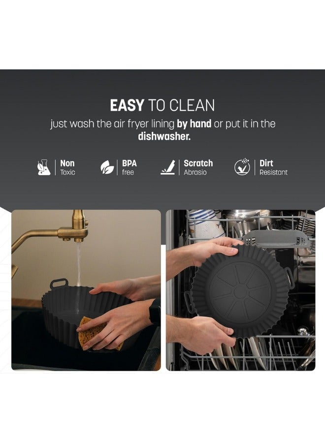 Non-Stick Silicone Premium Thick Air Fryer Liners - 20 cm (2 Pieces) Round Reusable - Heat Resistant, Easy Clean, Oven & Microwave Safe, Perfect for Healthy Baking and Grilling - Image 3