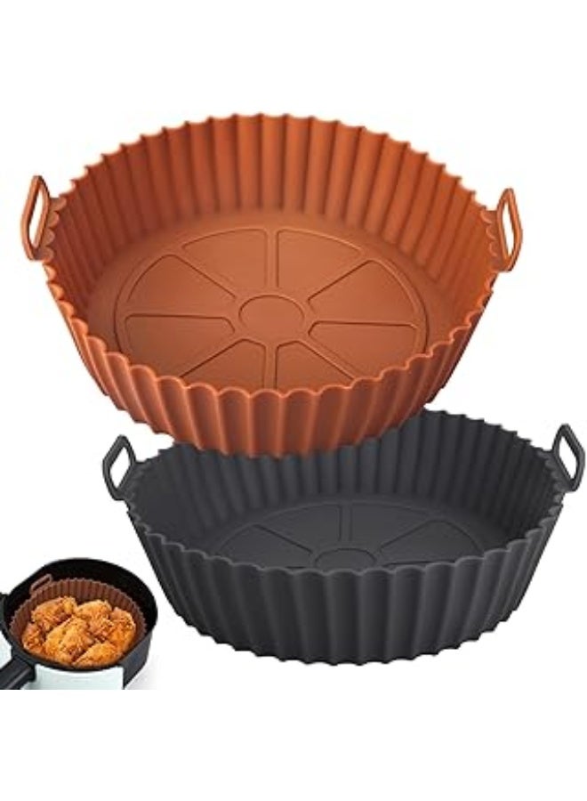 Non-Stick Silicone Premium Thick Air Fryer Liners - 20 cm (2 Pieces) Round Reusable - Heat Resistant, Easy Clean, Oven & Microwave Safe, Perfect for Healthy Baking and Grilling - Image 2
