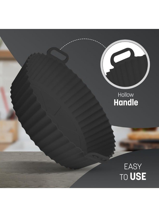 Non-Stick Silicone Premium Thick Air Fryer Liners - 20 cm (2 Pieces) Round Reusable - Heat Resistant, Easy Clean, Oven & Microwave Safe, Perfect for Healthy Baking and Grilling - Image 4