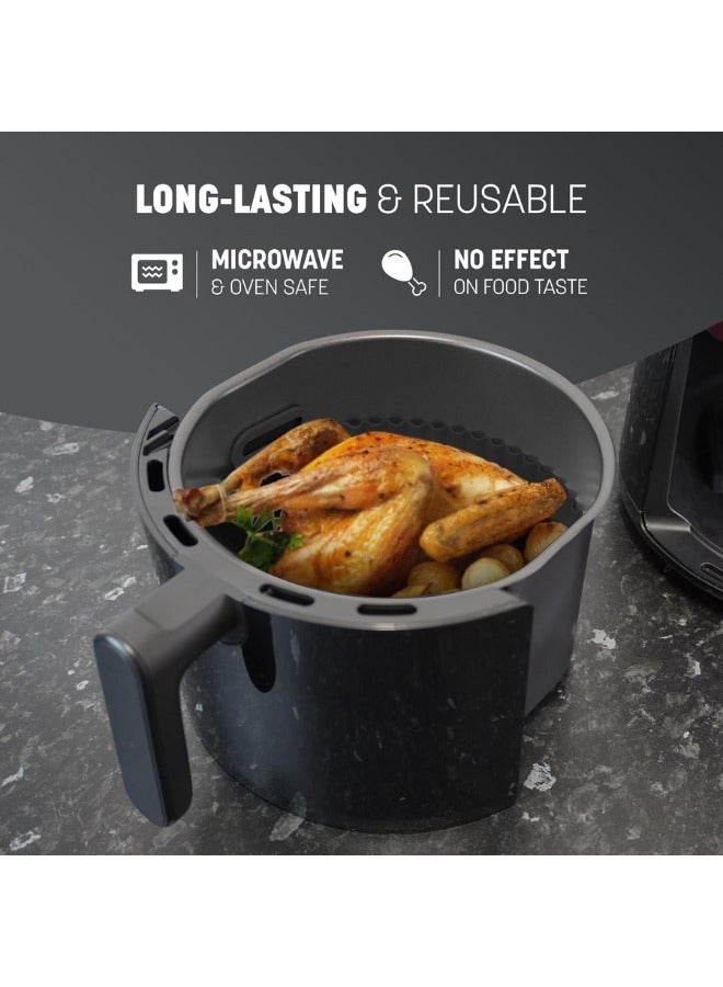 Non-Stick Silicone Premium Thick Air Fryer Liners - 20 cm (2 Pieces) Round Reusable - Heat Resistant, Easy Clean, Oven & Microwave Safe, Perfect for Healthy Baking and Grilling - Image 5