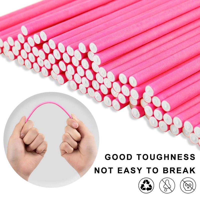 400Pcs DIY Candy Cake Set 100Pcs Pink Paper Sticks, 100Pcs Lollipop Bag, 200Pcs Gold Silk Ties For Lollipops, Cake Lollipops, Candy And Biscuit Ties - Image 4