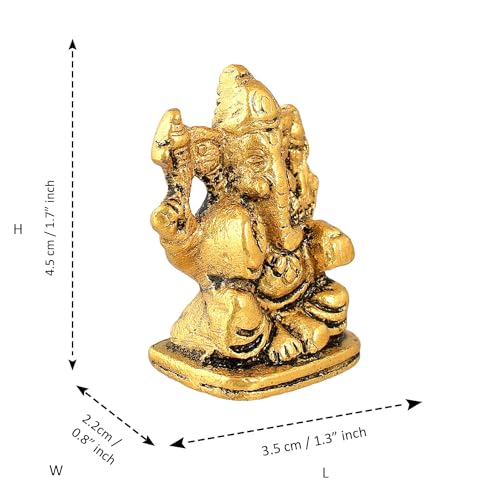 CraftVatika Metal Ganesh Idol Set of 10 for Diwali Decoration Item - Ganesha for Car Dashboard Small Ganpati Statue Figurine Murti for Home Office, Tabledesk Diwali Gift Items (Golden 4.5 CM Height) - Image 4