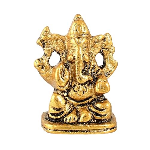 CraftVatika Metal Ganesh Idol Set of 10 for Diwali Decoration Item - Ganesha for Car Dashboard Small Ganpati Statue Figurine Murti for Home Office, Tabledesk Diwali Gift Items (Golden 4.5 CM Height) - Image 2