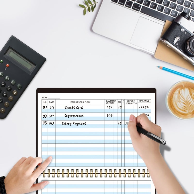 Sky Blue A5 Accounting Ledger Coil Bound PP Cover High Quality Paper for Tear Out Expenses Deposits Balances - Image 4