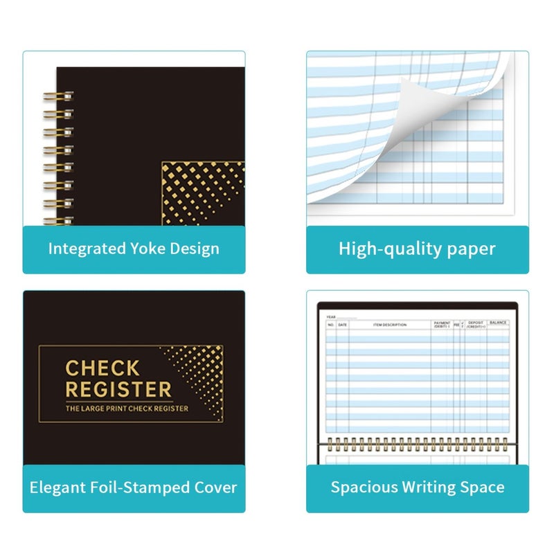 Sky Blue A5 Accounting Ledger Coil Bound PP Cover High Quality Paper for Tear Out Expenses Deposits Balances - Image 2