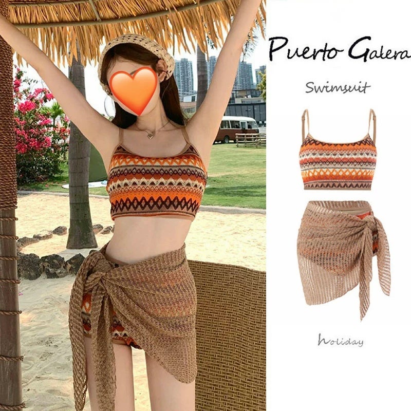 Bikini swimsuit women's sexy pure desire seaside vacation three-piece set split Korean version ins high-end feeling hot spring - Image 5