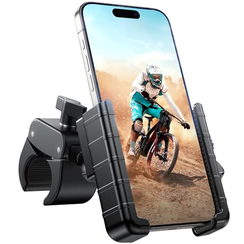 Miracase Bike Phone Holder, [Support Video Recording] Motorcycle Phone Mount, [Quick Lock] Bicycle Phone Mount Handlebar Cell Phone Clamp for Scooter, Friendly Compatible with iPhone Samsung Black - Image 1